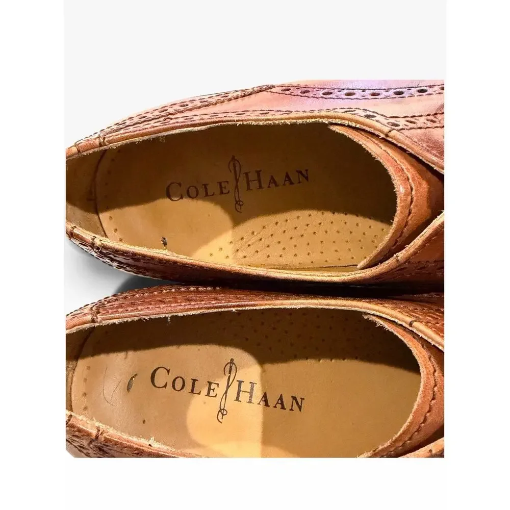 Cole Haan Air Giraldo Wingtip Oxford Shoes Size 9 M British Tan Leather C09303